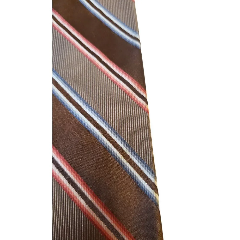 Liz Clairborne Mens Colorful Striped‎ Brown Pattern Silk Business Necktie
